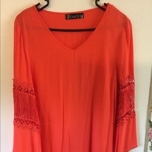 Dress with flared hippie sleeves